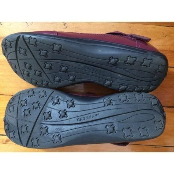 Lands End Mary Jane Shoes 10 D Purple Plum EUC Hook Loop Elastic Retro - Picture 4 of 4
